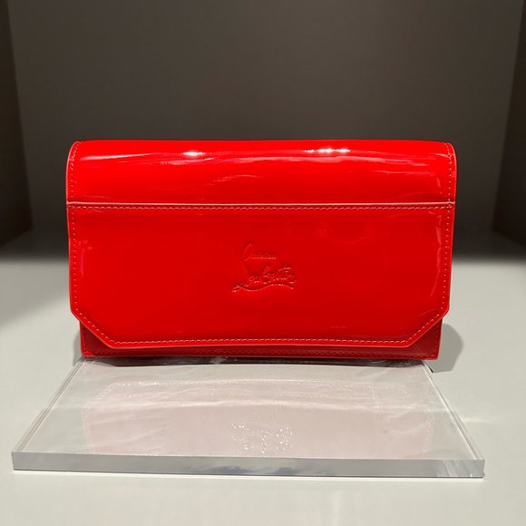 CHRISTIAN LOUBOUTIN SIGNATURE RED VINYL FAUX PATENT MAKEUP CLUTCH NWOT - Picture 5 of 15